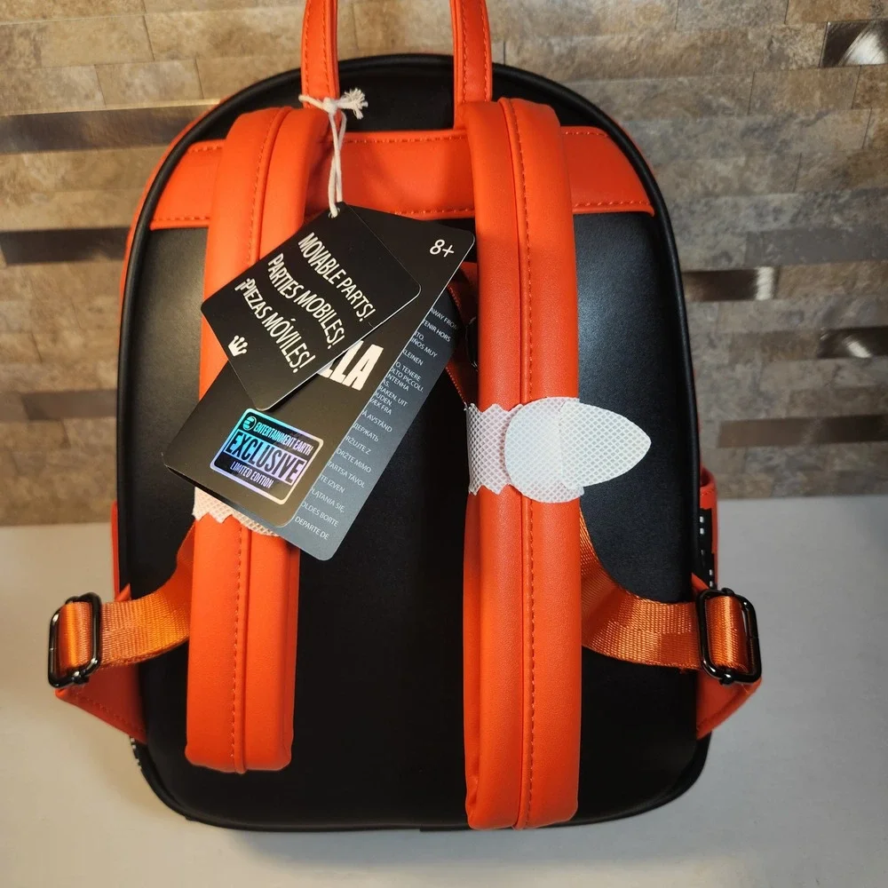 Loungefly Godzilla vs Mothra Mini Backpack Orange Black EE Exclusive GDZBK0009